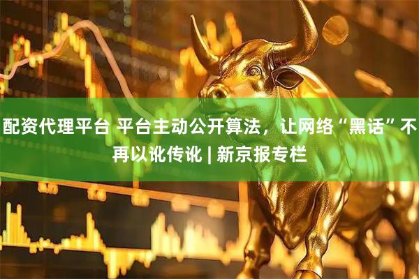 配资代理平台 平台主动公开算法，让网络“黑话”不再以讹传讹 | 新京报专栏